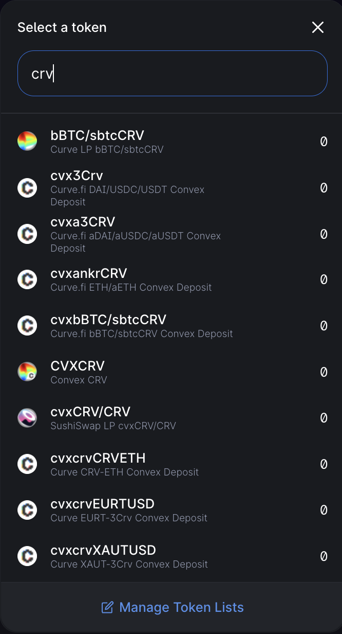 Supported Tokens List A list of supported tokens received from the tokens subdomain